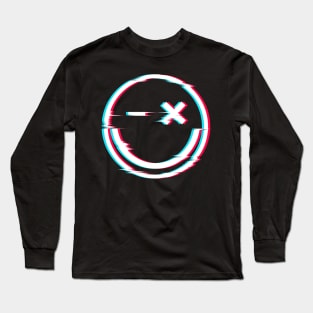 Happy Face Glitch Smile Long Sleeve T-Shirt